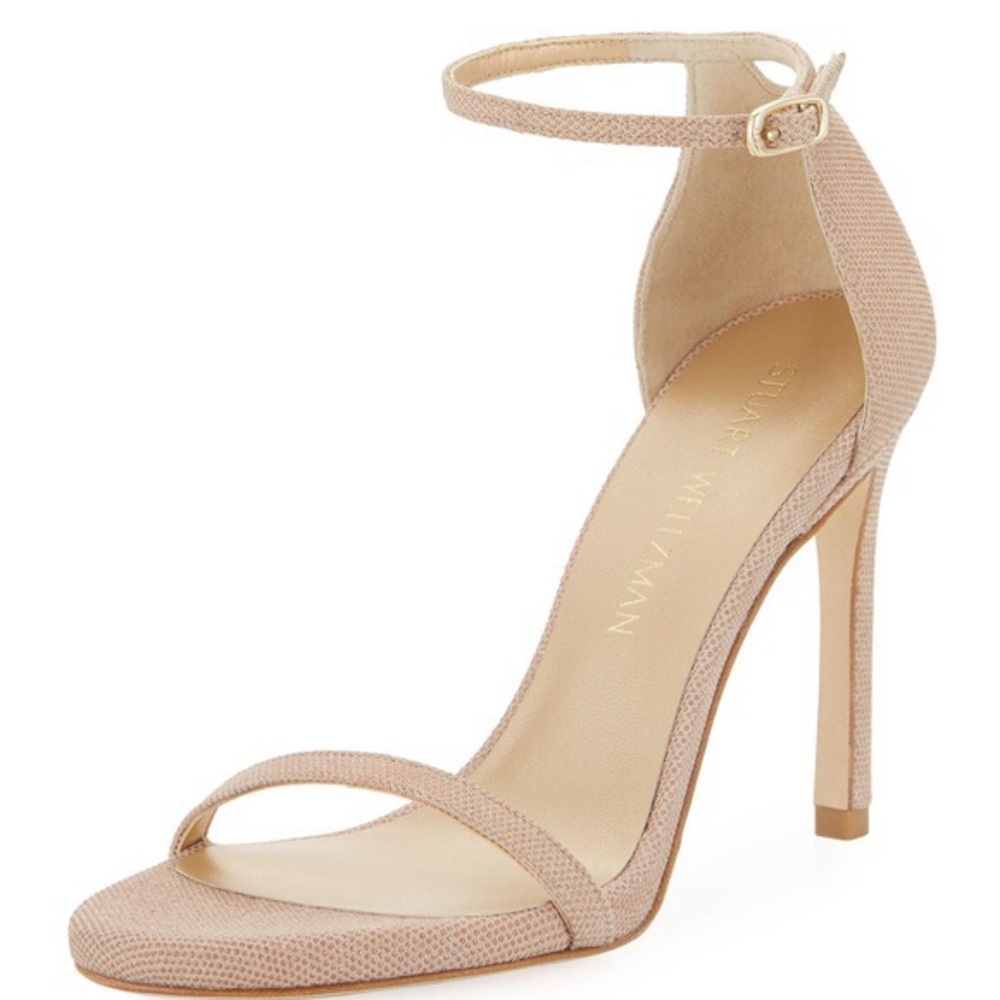 STUART WEITZMAN NUDIST SANDAL FAWN/ BEADED NAPA